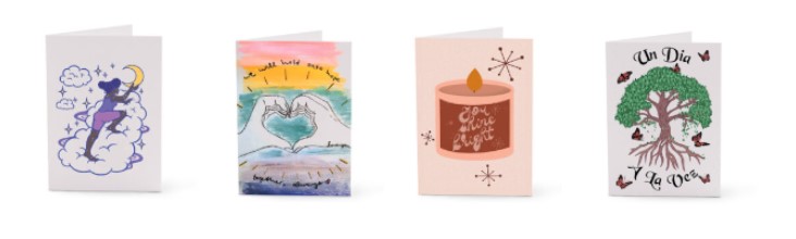 Card 1: Clouds by Amanda Valverde; Card 2: Heart Hands by Taylor Macmahon; Card 3: Shine Bright by Lexi Hazelwood; Card 4: Un Dia by Joana Segura